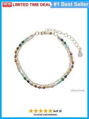 Layered Chakra Healing Stone Bracelet Gold Plated Chain Dainty Spiritual Gift